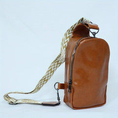 Vintage Sling Bag with Geometric Strap