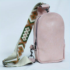 Vintage Sling Bag with Geometric Strap