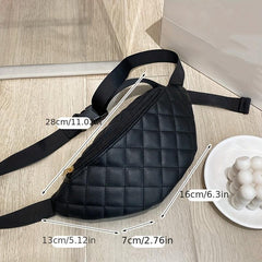 Argyle Quilted Waist Bag Casual PU Leather Chest Bag Women's Phone Purse