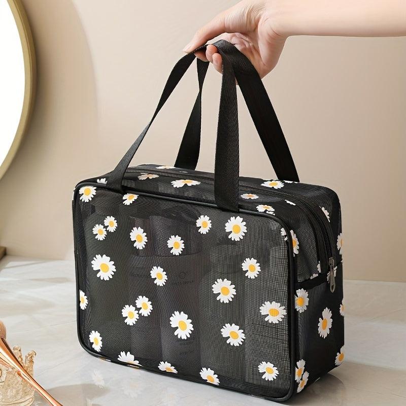Daisy Mesh Toiletry Bag Large Capacity Portable Wash Bag Travel Storage Bag