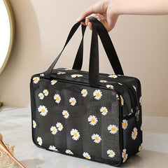 Daisy Mesh Toiletry Bag Large Capacity Portable Wash Bag Travel Storage Bag