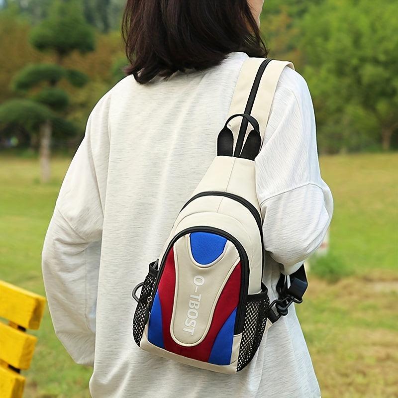 Canvas Mini Block Backpack Casual Chest Bag Women's Shoulder Bag