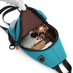 Colorblock Canvas Sling Bag Outdoor Travel Chest Bag