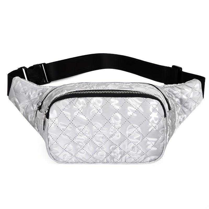 Letter Graphic Waist Bag Argyle Quilted Crossbody Bag