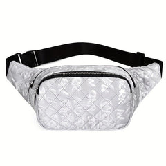 Letter Graphic Waist Bag Argyle Quilted Crossbody Bag