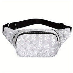 Letter Graphic Waist Bag Argyle Quilted Crossbody Bag