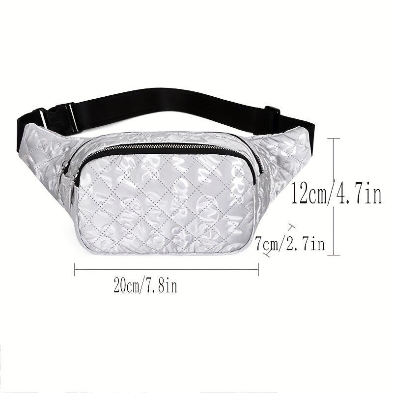 Letter Graphic Waist Bag Argyle Quilted Crossbody Bag