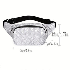 Letter Graphic Waist Bag Argyle Quilted Crossbody Bag