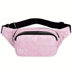 Letter Graphic Waist Bag Argyle Quilted Crossbody Bag