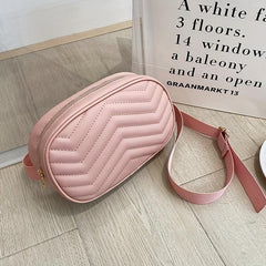 V Embossed Crossbody Bag Solid Faux Leather Waist Bag