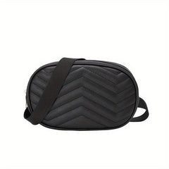 V Embossed Crossbody Bag Solid Faux Leather Waist Bag