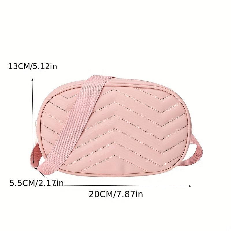 V Embossed Crossbody Bag Solid Faux Leather Waist Bag