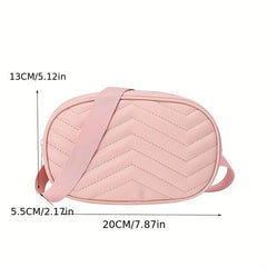 V Embossed Crossbody Bag Solid Faux Leather Waist Bag