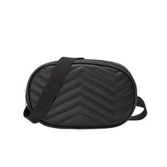 V Embossed Crossbody Bag Solid Faux Leather Waist Bag