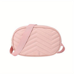V Embossed Crossbody Bag Solid Faux Leather Waist Bag