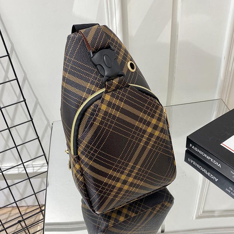 Plaid Pattern Chest Bag Zipper Sling Fanny Pack