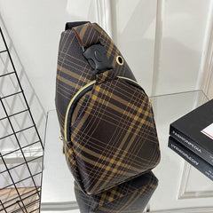Plaid Pattern Chest Bag Zipper Sling Fanny Pack