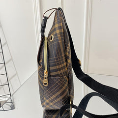 Plaid Pattern Chest Bag Zipper Sling Fanny Pack