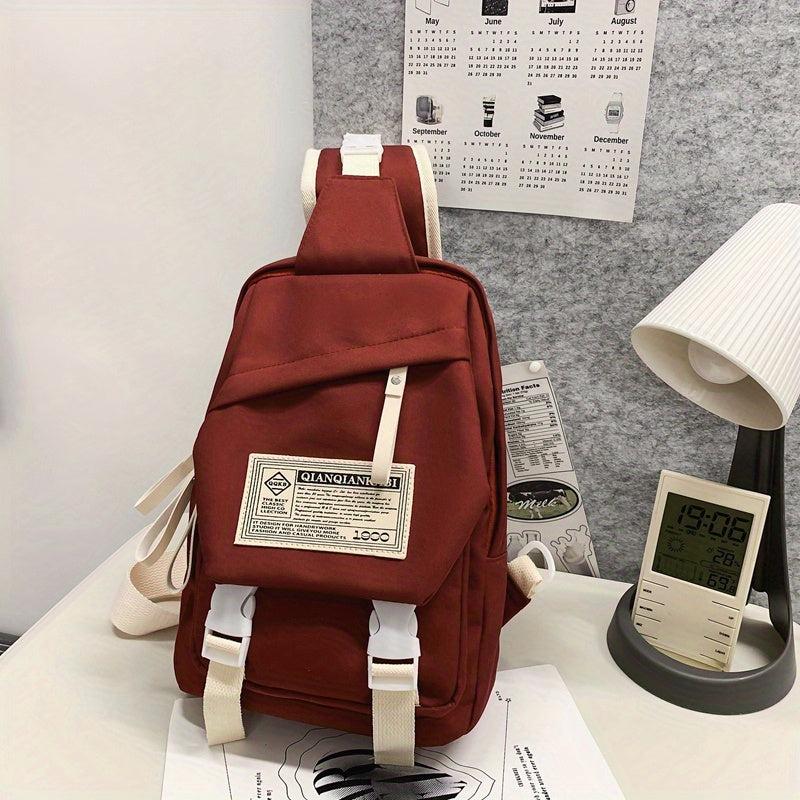 Nylon Flap Sling Bag Letter Patch Decor Chest Bag
