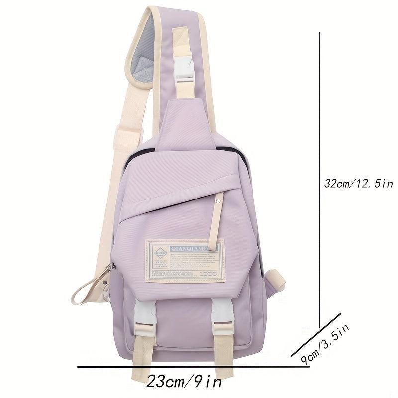 Nylon Flap Sling Bag Letter Patch Decor Chest Bag