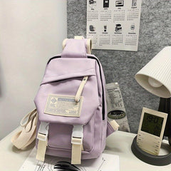Nylon Flap Sling Bag Letter Patch Decor Chest Bag