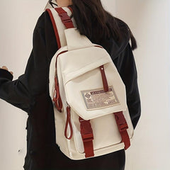 Nylon Flap Sling Bag Letter Patch Decor Chest Bag