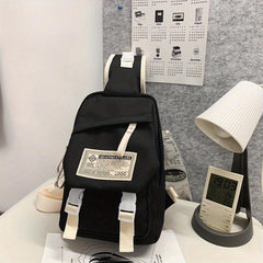 Nylon Flap Sling Bag Letter Patch Decor Chest Bag
