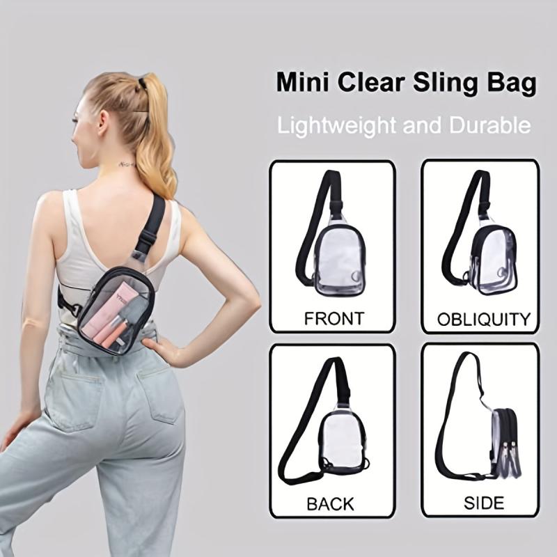 Transparent Sling Bag Zipper Crossbody Bag for Women