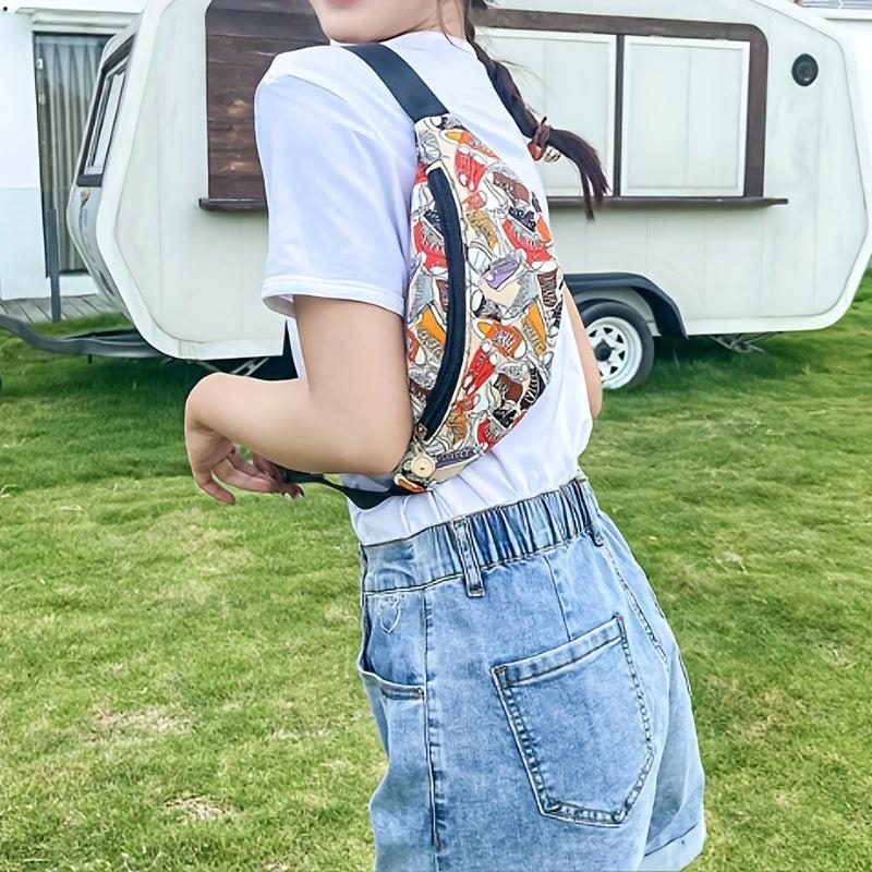 Colorful Cartoon Shoe Print Chest Bag Fanny Pack