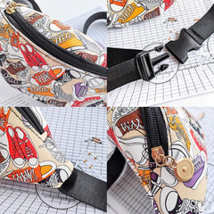 Colorful Cartoon Shoe Print Chest Bag Fanny Pack
