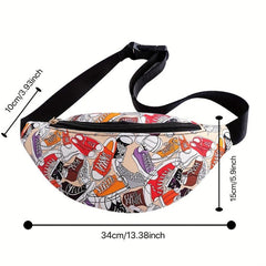 Colorful Cartoon Shoe Print Chest Bag Fanny Pack