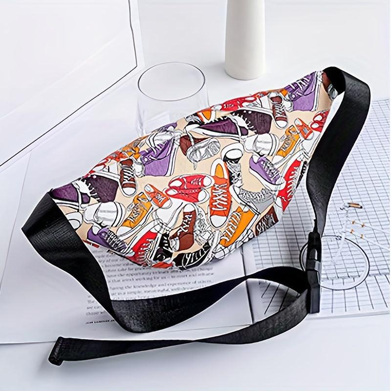 Colorful Cartoon Shoe Print Chest Bag Fanny Pack