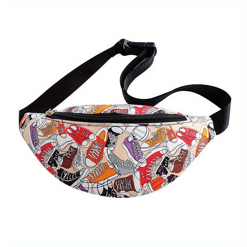 Colorful Cartoon Shoe Print Chest Bag Fanny Pack
