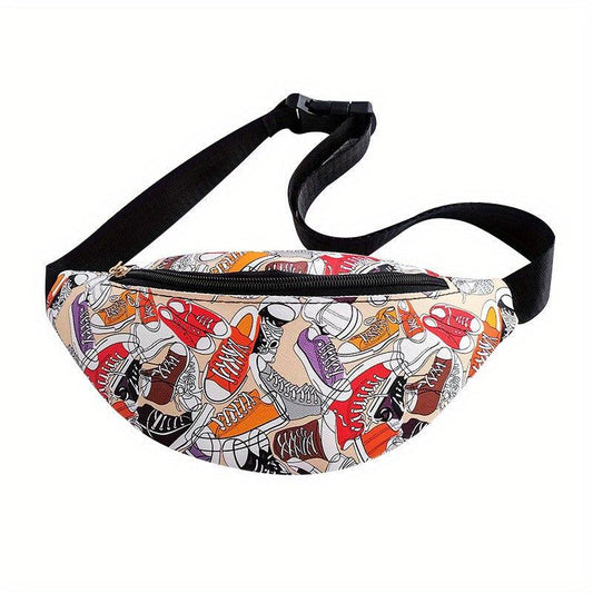 Colorful Cartoon Shoe Print Chest Bag Fanny Pack