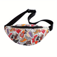 Colorful Cartoon Shoe Print Chest Bag Fanny Pack