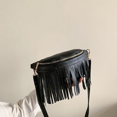 Tassel Decor Chest Bag Women's PU Leather Crossbody Bag