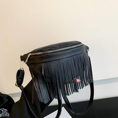 Tassel Decor Chest Bag Women's PU Leather Crossbody Bag