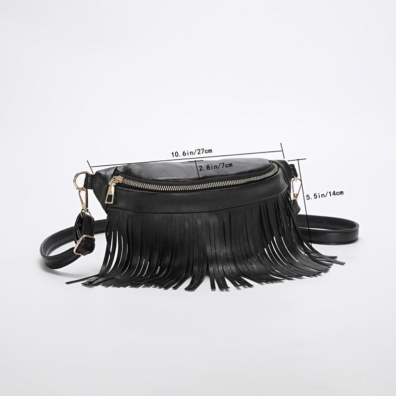 Tassel Decor Chest Bag Women's PU Leather Crossbody Bag