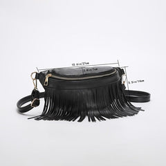 Tassel Decor Chest Bag Women's PU Leather Crossbody Bag