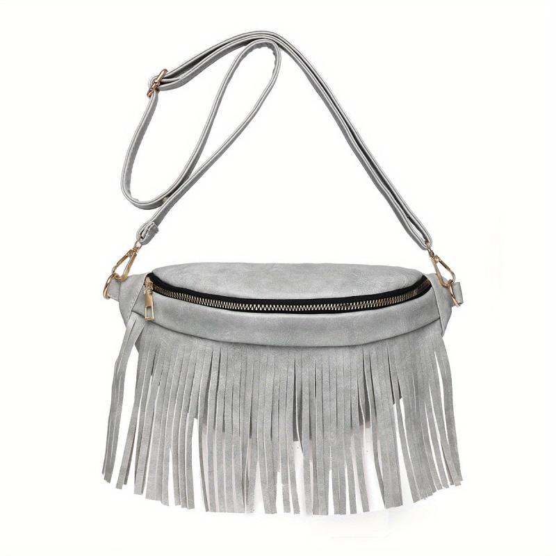 Tassel Decor Chest Bag Women's PU Leather Crossbody Bag