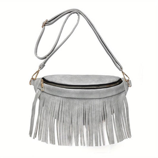 Tassel Decor Chest Bag Women's PU Leather Crossbody Bag