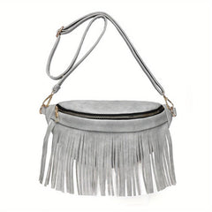 Tassel Decor Chest Bag Women's PU Leather Crossbody Bag