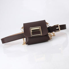 Metal Chain Belt Waist Bag PU Leather Casual Shoulder Bag