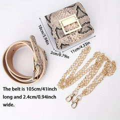 Metal Chain Belt Waist Bag PU Leather Casual Shoulder Bag