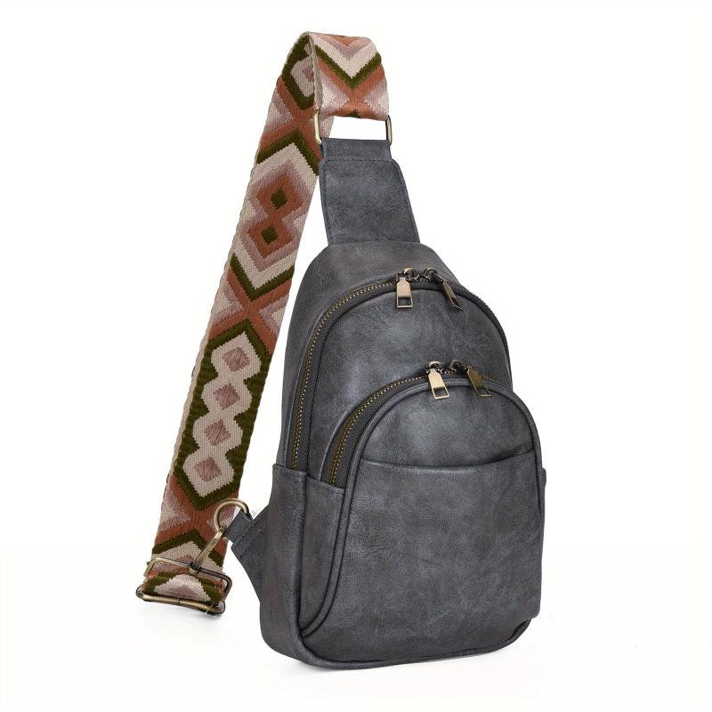 Vintage Double Layer Chest Bag Retro Bohemian Crossbody Bag Women's Sling Purse