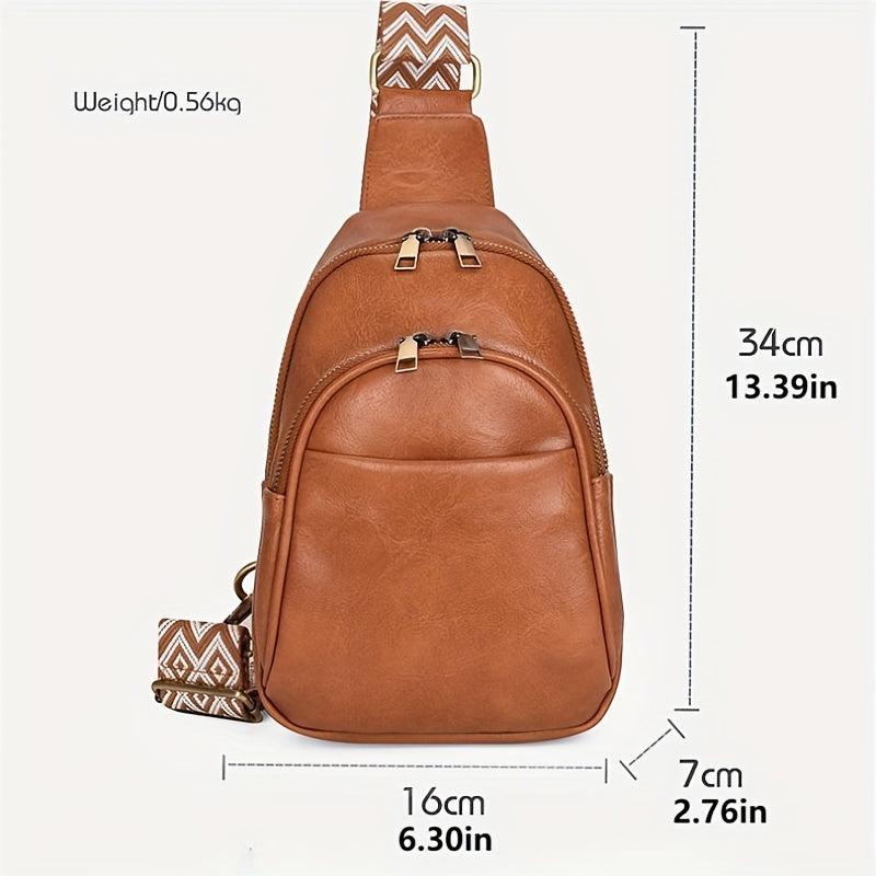Vintage Double Layer Chest Bag Retro Bohemian Crossbody Bag Women's Sling Purse