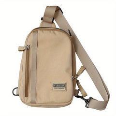 Nylon Sling Bag Letter Patch Decor Chest Bag Crossbody Bag