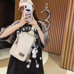 Nylon Sling Bag Letter Patch Decor Chest Bag Crossbody Bag
