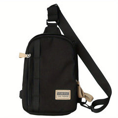 Nylon Sling Bag Letter Patch Decor Chest Bag Crossbody Bag