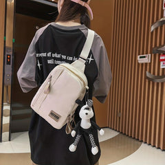 Nylon Sling Bag Letter Patch Decor Chest Bag Crossbody Bag